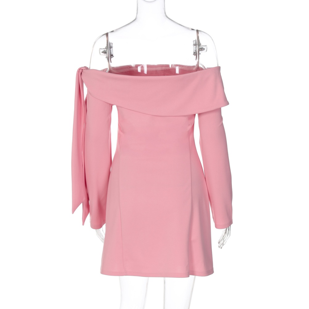 Fashion flat shoulder frenum dress for women