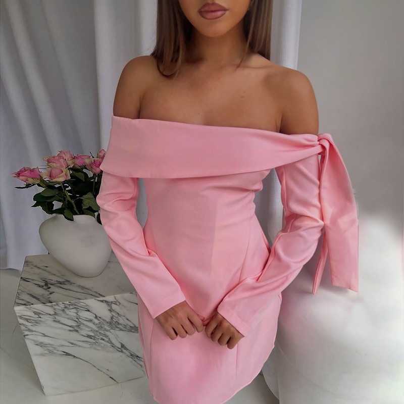 Fashion flat shoulder frenum dress for women