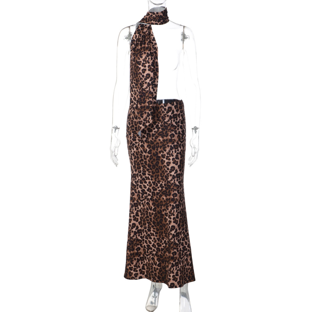 Leopard autumn and winter slim fashion skirt for women