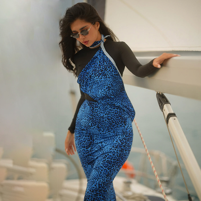 Leopard autumn and winter slim fashion skirt for women