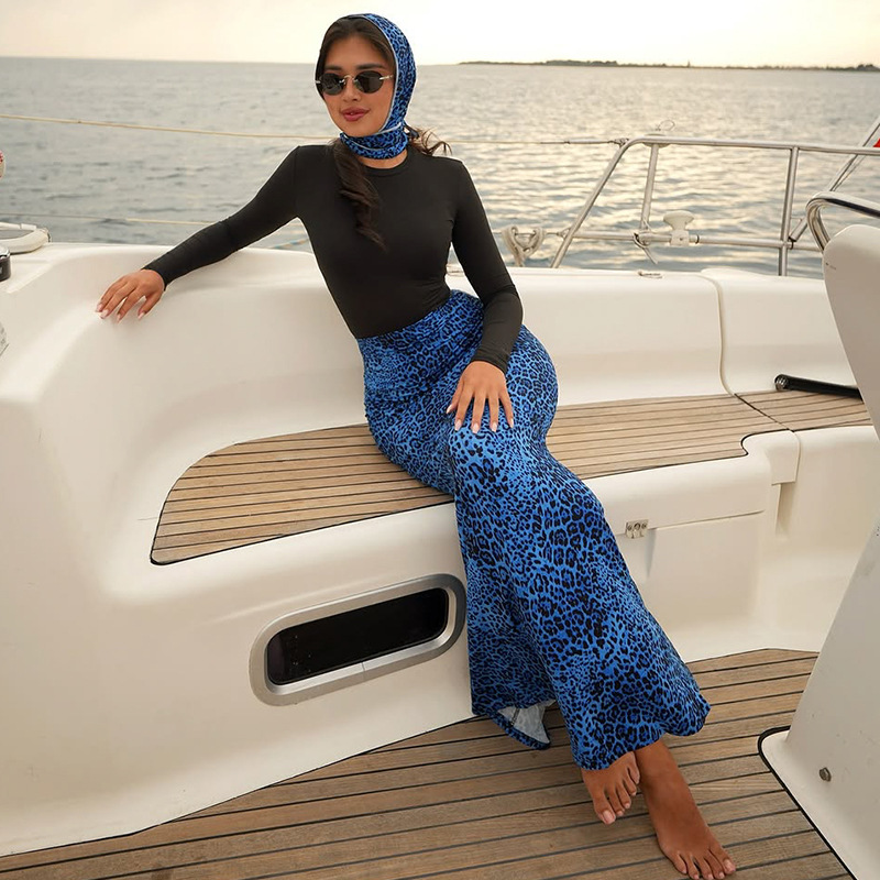 Leopard autumn and winter slim fashion skirt for women