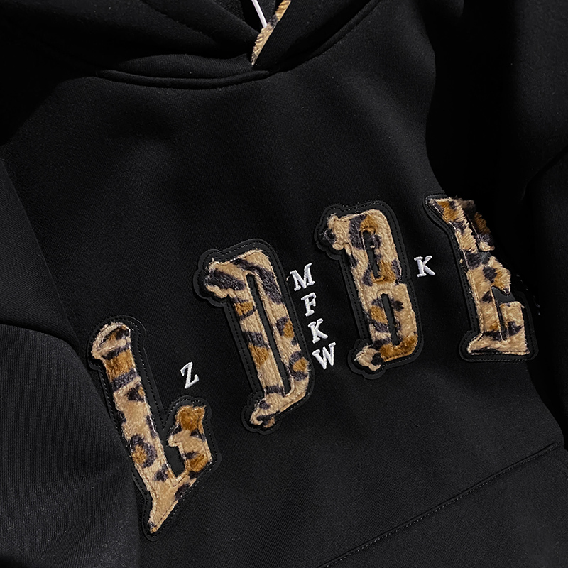 Korean style leopard tops thermal hoodie for women