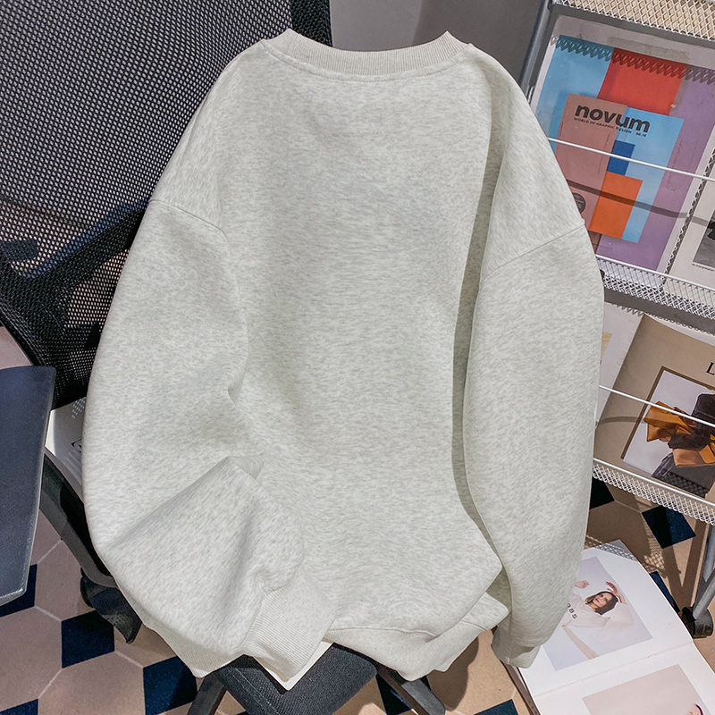 Plus velvet round neck tops thermal long hoodie for women