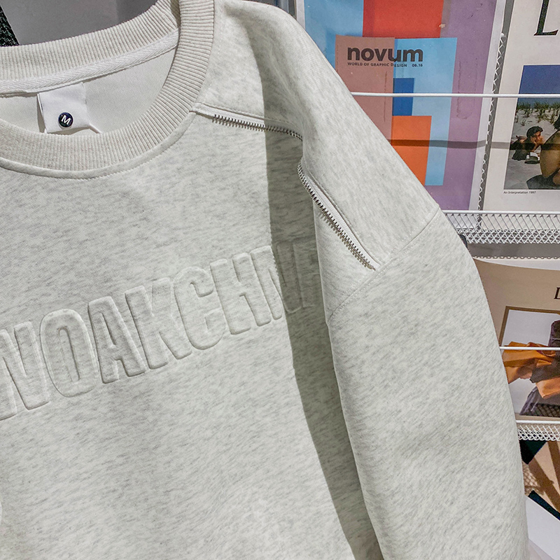 Plus velvet round neck tops thermal long hoodie for women