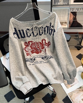 Bandage long sleeve T-shirt printing thin tops for women