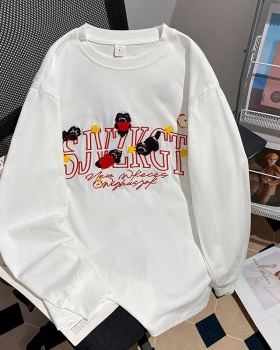 Embroidered flowers bottoming shirt thin T-shirt