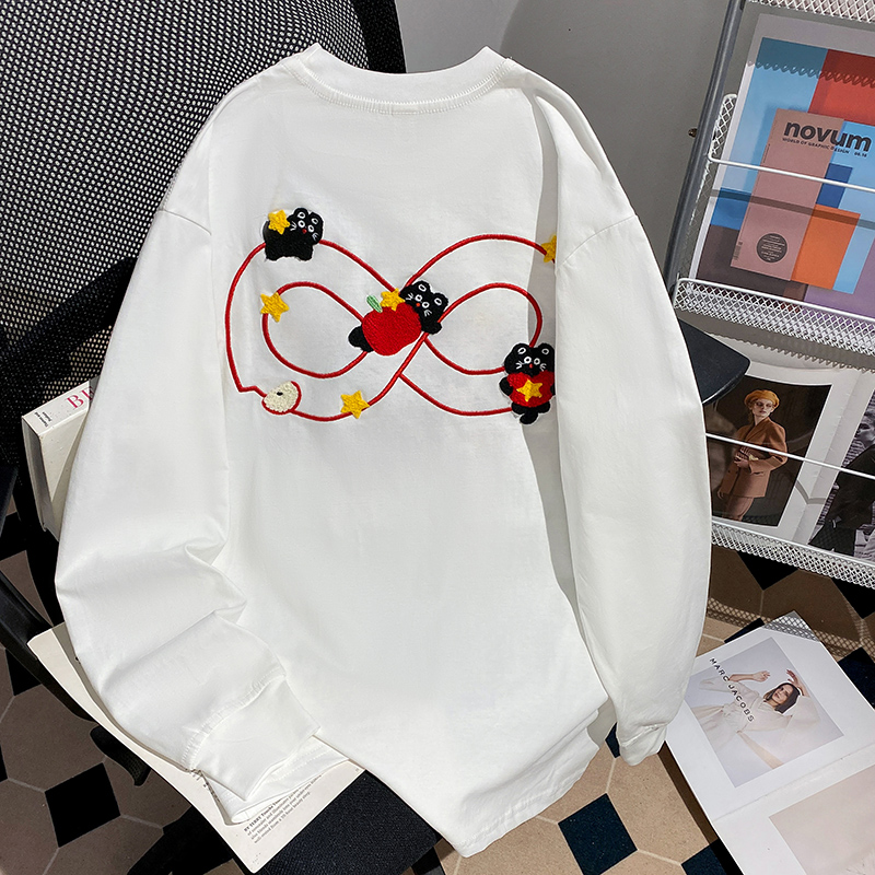 Embroidered flowers bottoming shirt thin T-shirt