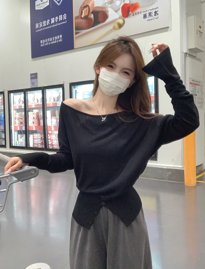 Long sleeve strapless sweater short tops for women