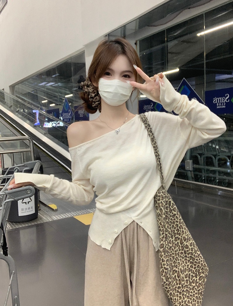 Long sleeve strapless sweater short tops for women