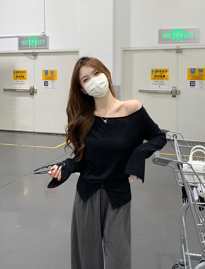 Long sleeve strapless sweater short tops for women