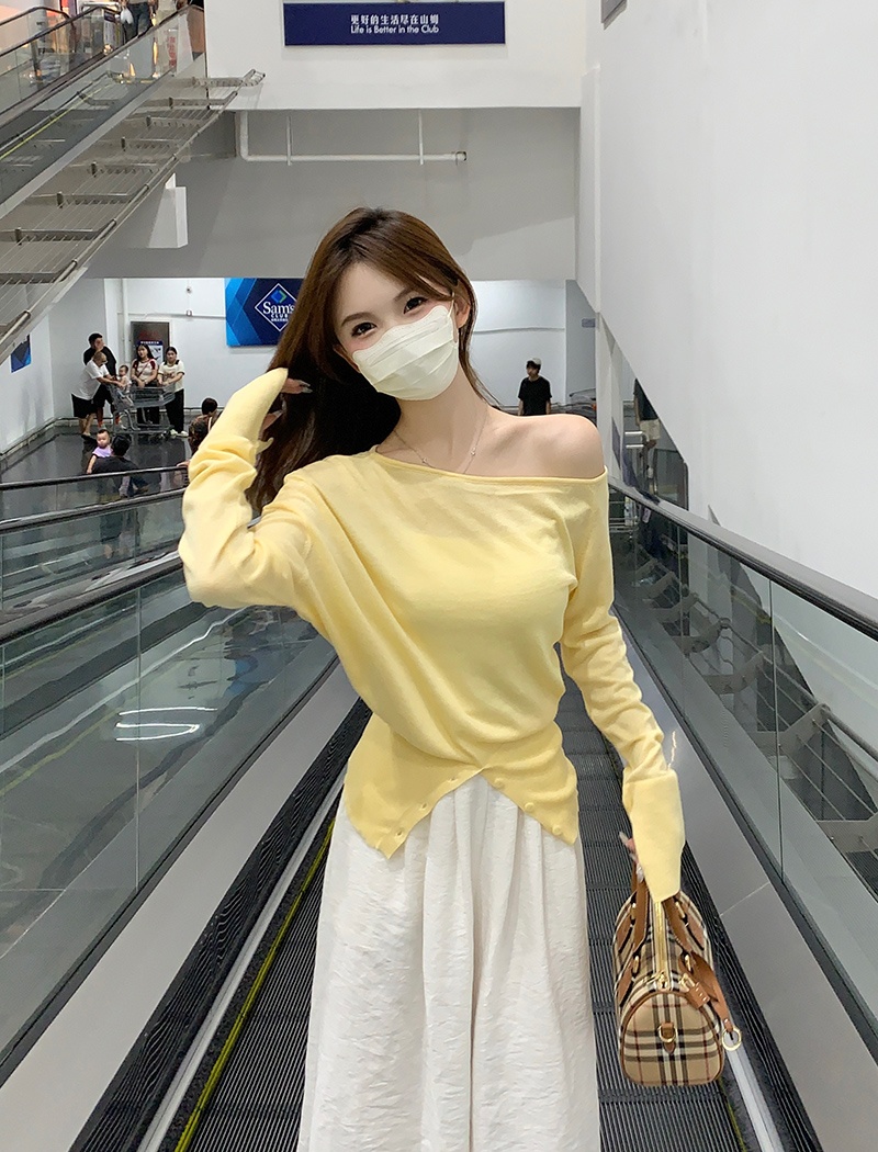 Long sleeve strapless sweater short tops for women