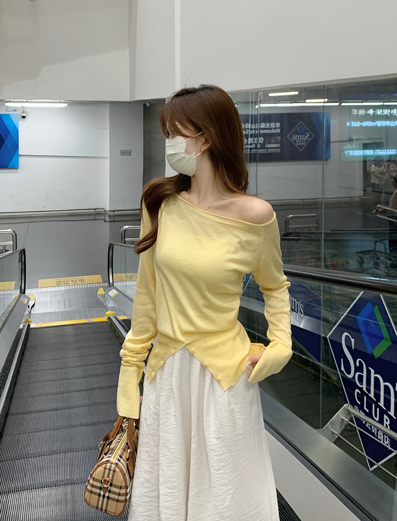 Long sleeve strapless sweater short tops for women