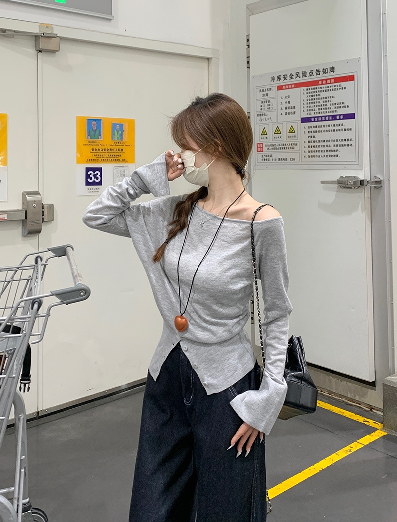 Long sleeve strapless sweater short tops for women