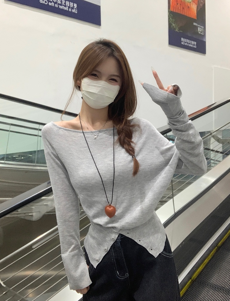 Long sleeve strapless sweater short tops for women