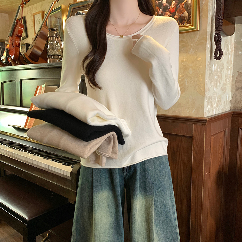 Thermal slim T-shirt round neck bottoming shirt for women