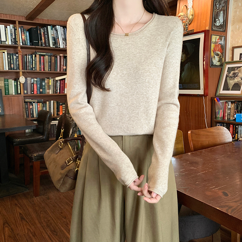 Thermal slim T-shirt round neck bottoming shirt for women