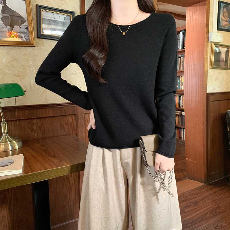 Thermal slim T-shirt round neck bottoming shirt for women