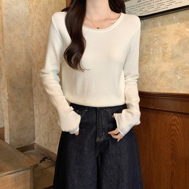 Thermal slim T-shirt round neck bottoming shirt for women