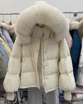 Thick winter cotton coat large fur collar short coat