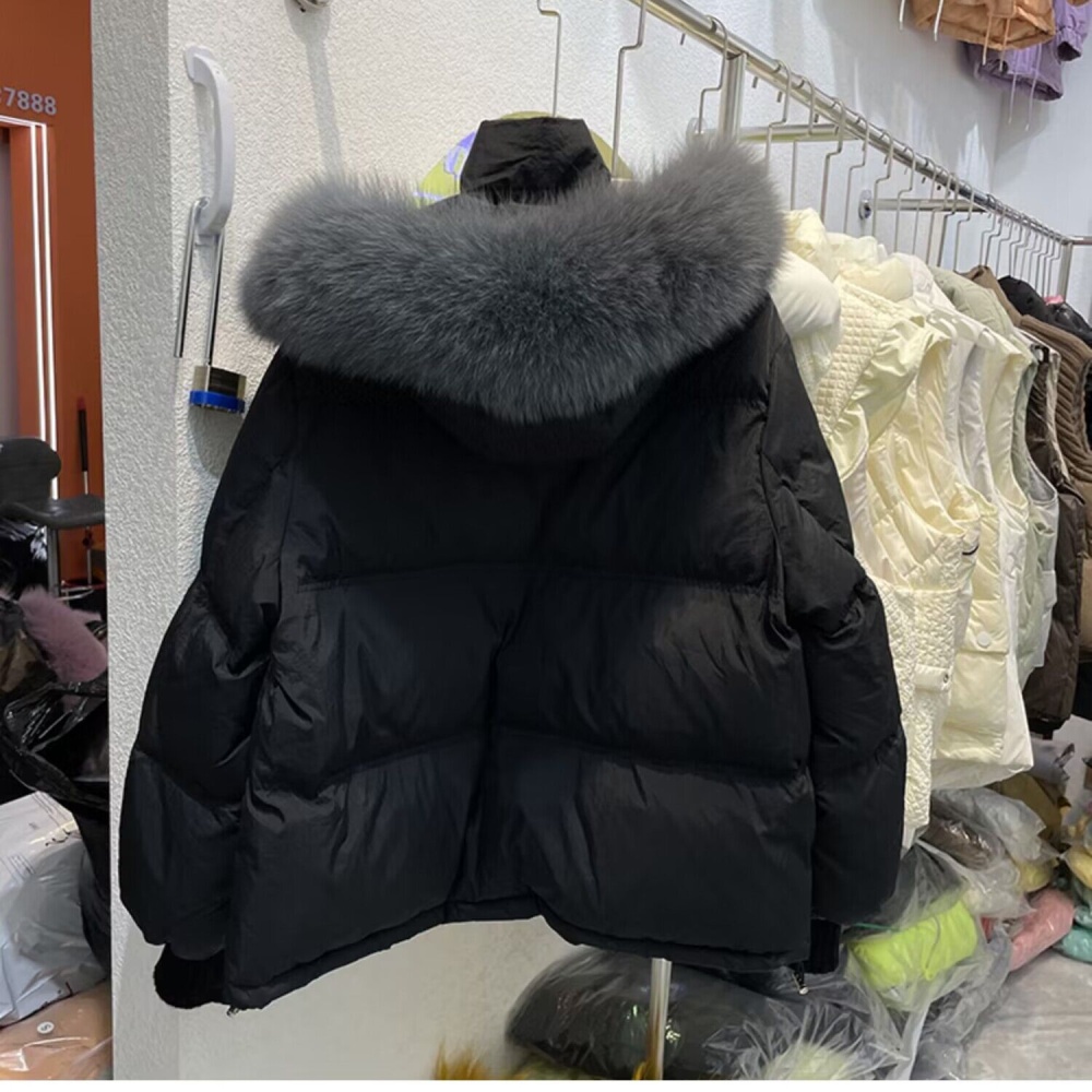 Thick winter cotton coat large fur collar short coat