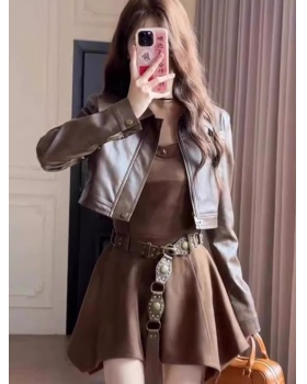 Spicegirl dress pinched waist jacket 2pcs set for women