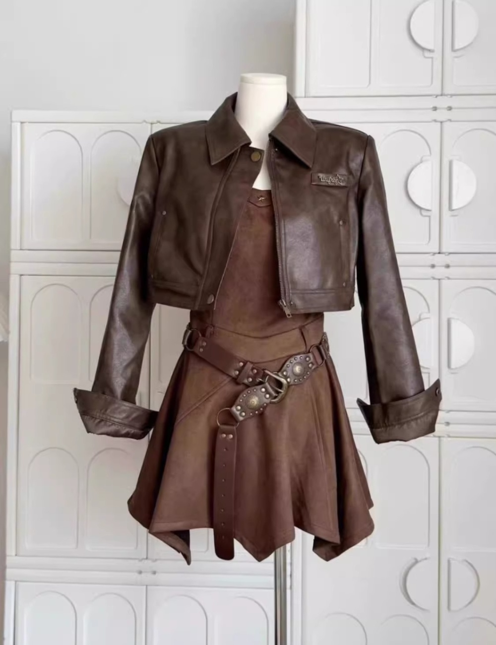 Spicegirl dress pinched waist jacket 2pcs set for women