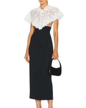 Chanelstyle slim package hip dress splice ladies shawl 2pcs set