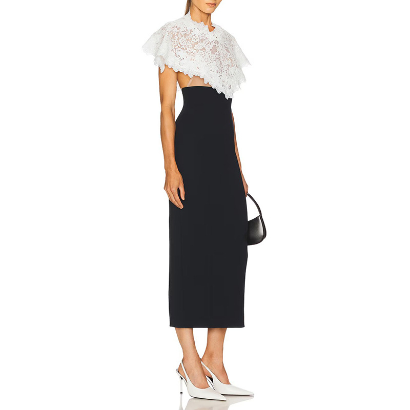 Chanelstyle slim package hip dress splice ladies shawl 2pcs set