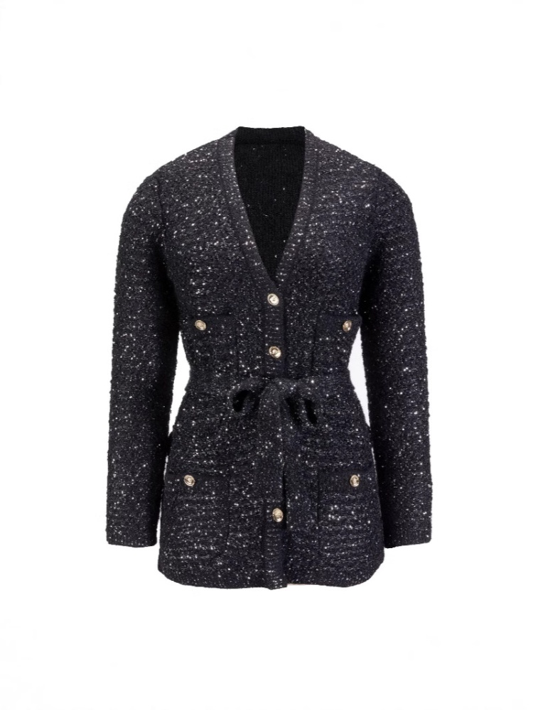 Sequins long sleeve tops liangsi chanelstyle coat