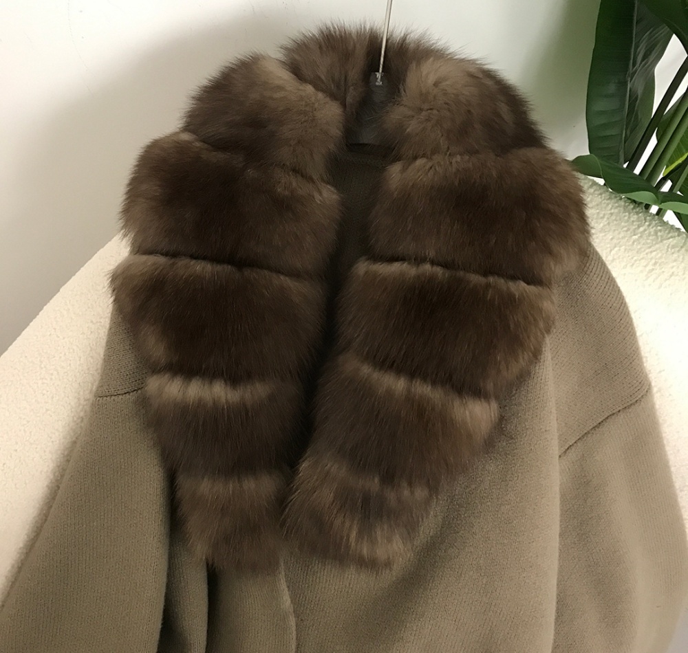 Lazy cardigan fox fur collar sweater for women