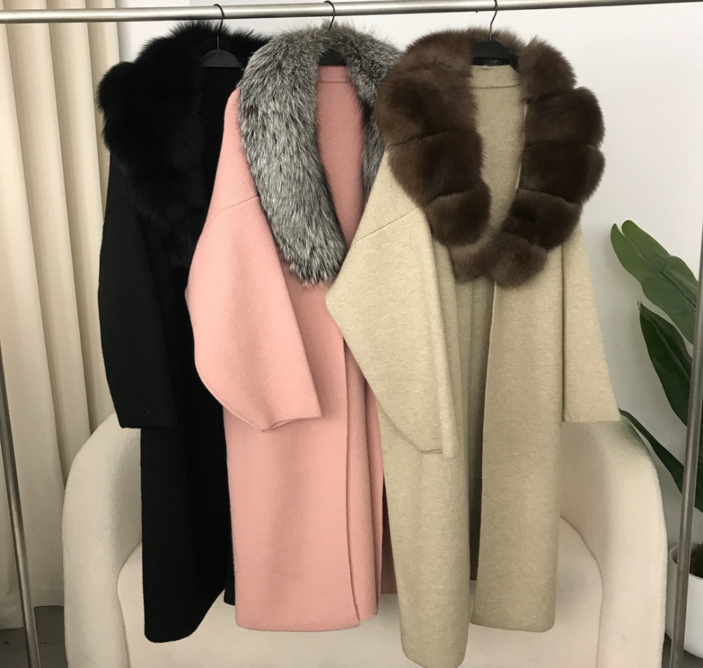 Lazy cardigan fox fur collar sweater for women