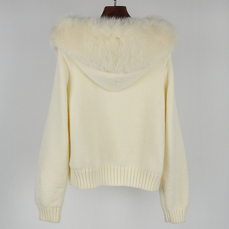 Zip fur collar sweater spring and autumn coat for women