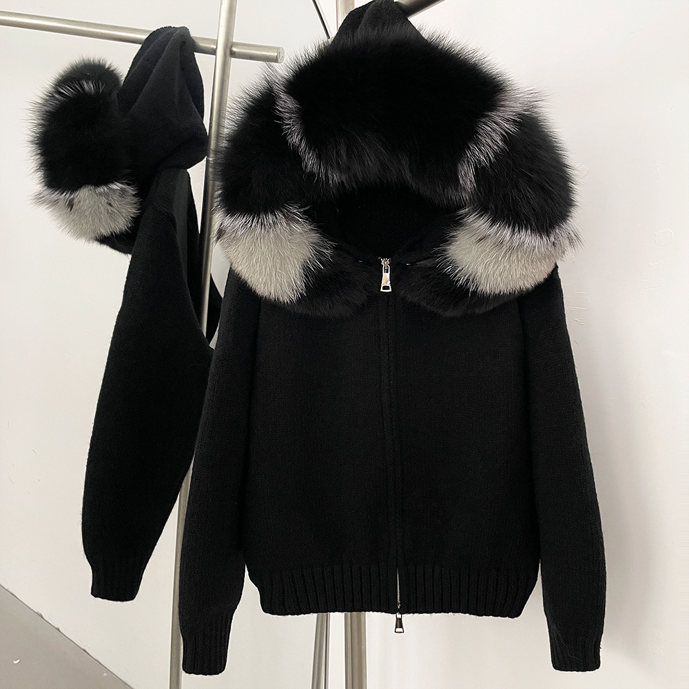 Short hooded tops fur collar spring coat