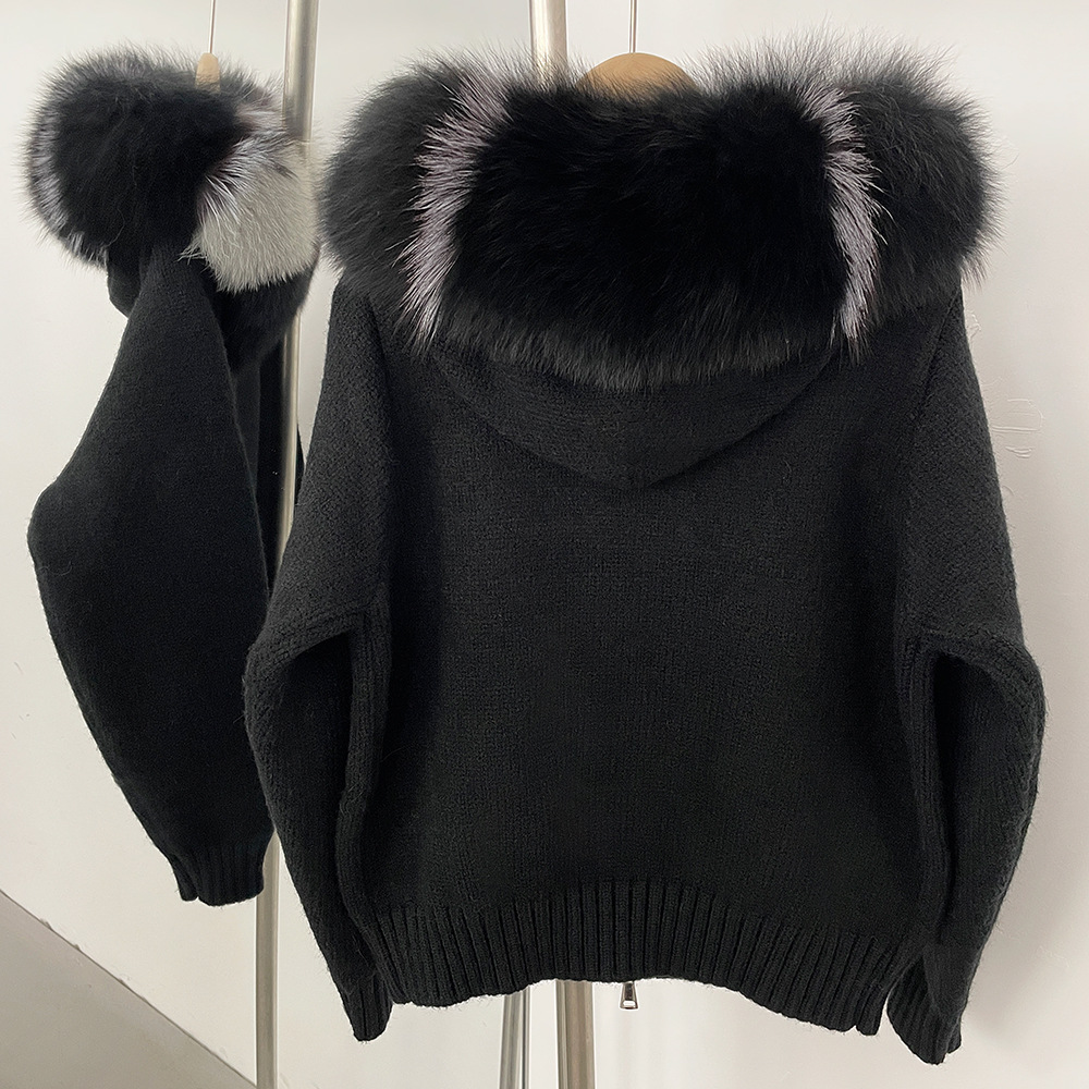 Short hooded tops fur collar spring coat