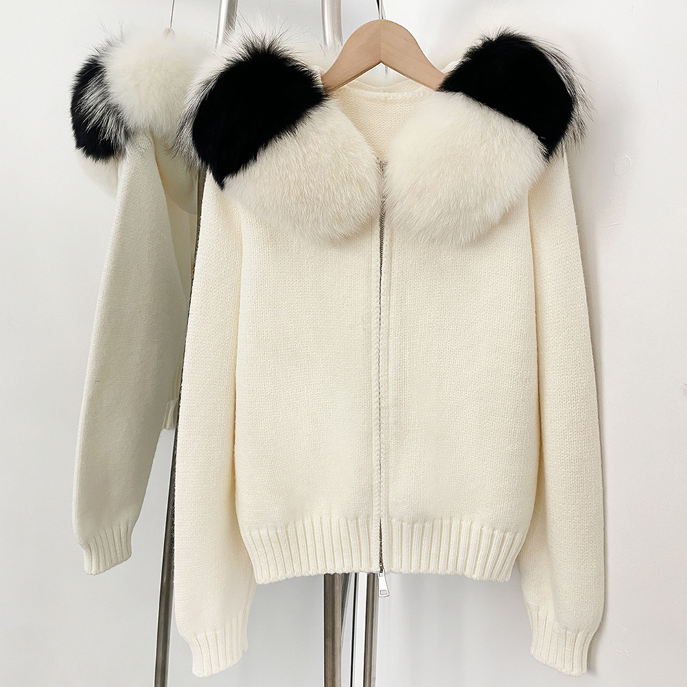 Short hooded tops fur collar spring coat