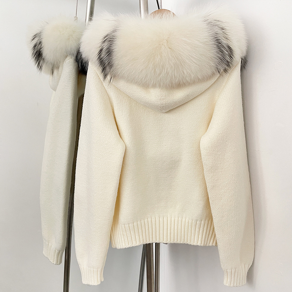 Short hooded tops fur collar spring coat