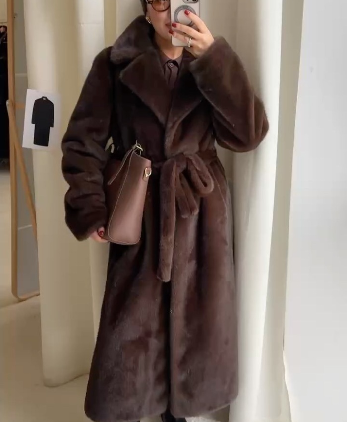 Waistband elmo coat thermal thick overcoat for women