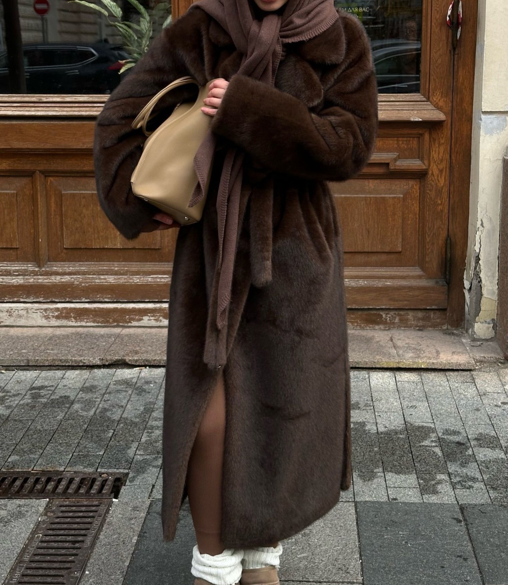 Waistband elmo coat thermal thick overcoat for women