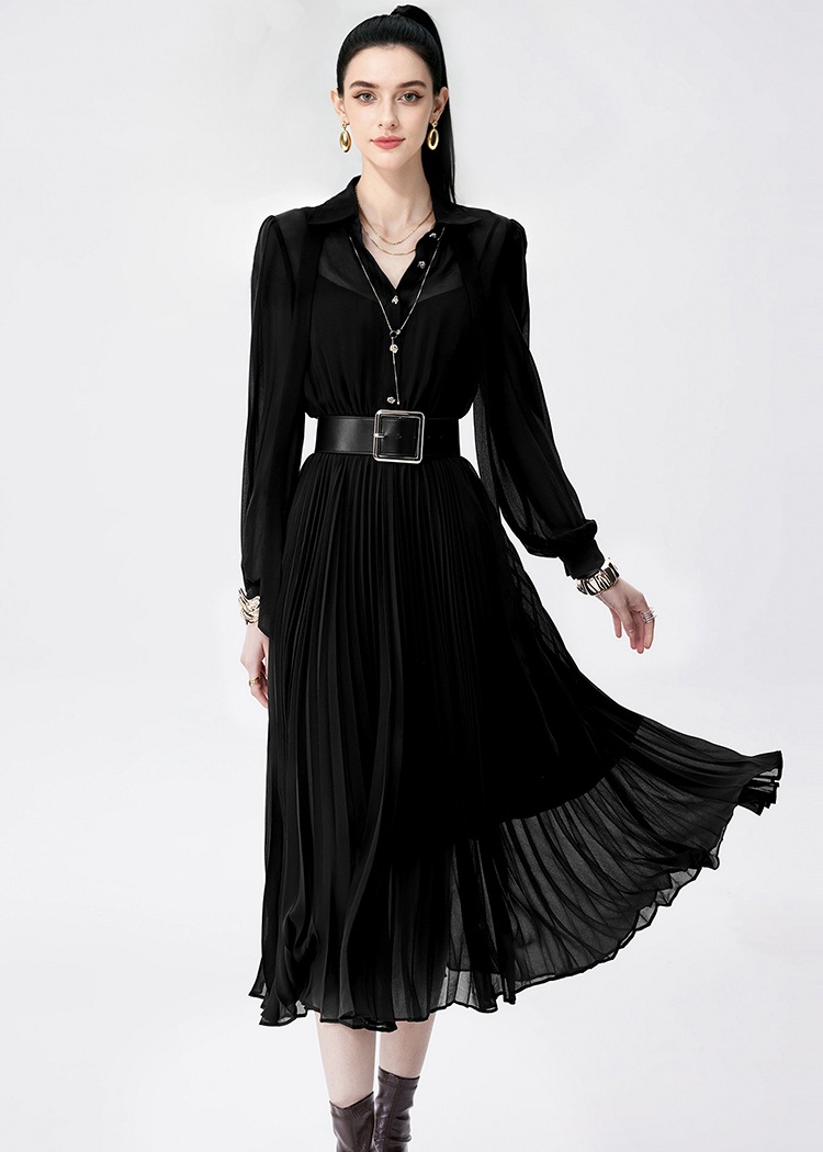 Pleats Please all-match chiffon slim dress