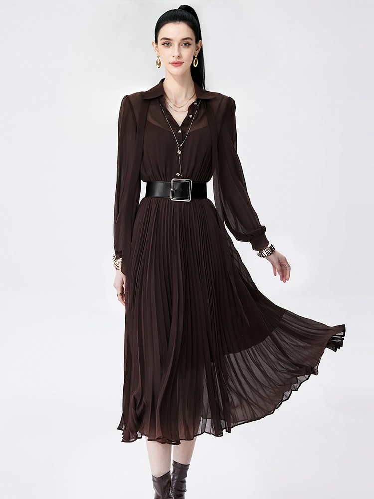 Pleats Please all-match chiffon slim dress