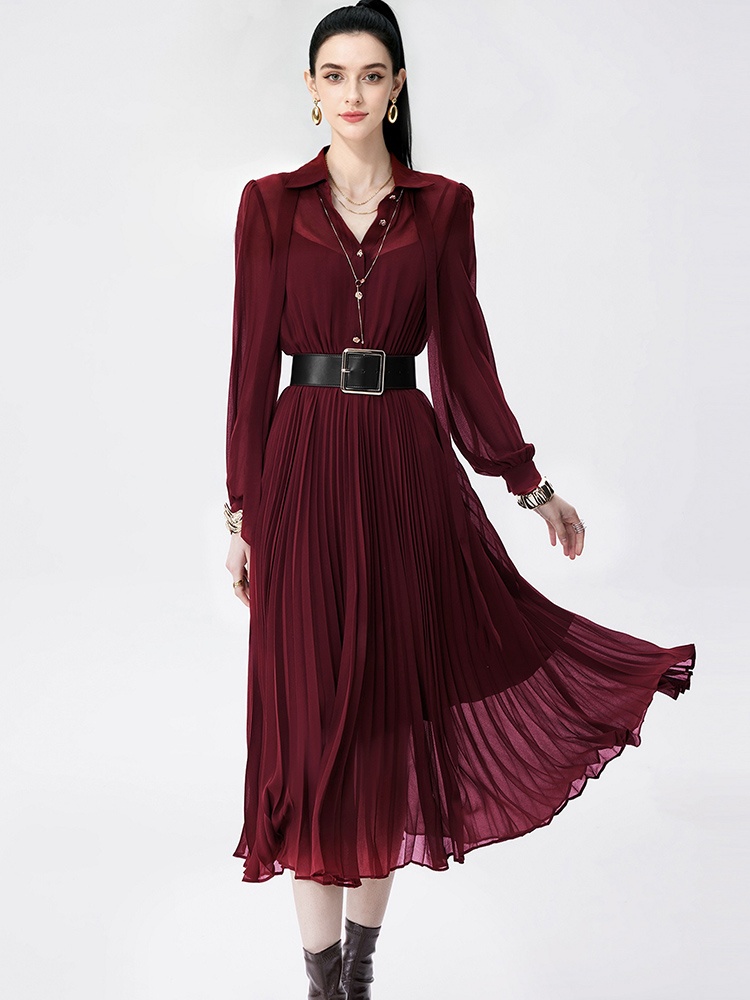 Pleats Please all-match chiffon slim dress