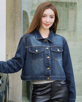 Thick plus velvet Korean style simple Casual short coat