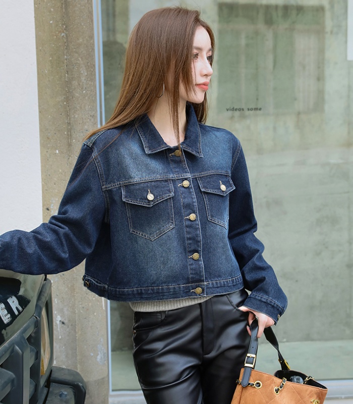 Thick plus velvet Korean style simple Casual short coat