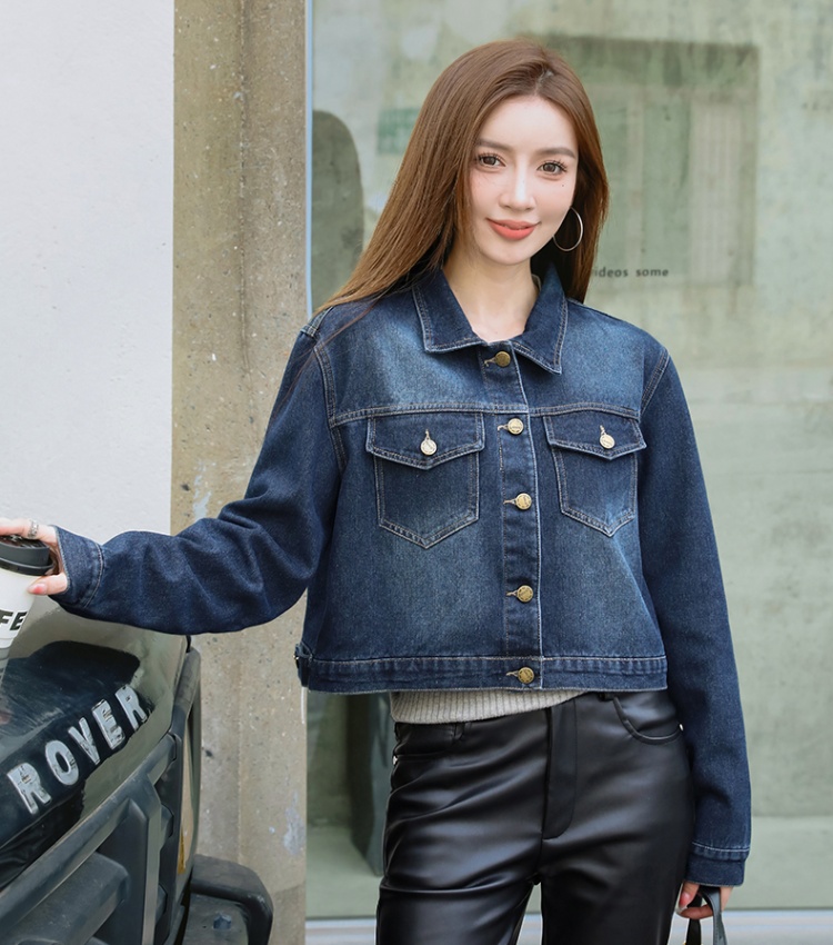 Thick plus velvet Korean style simple Casual short coat