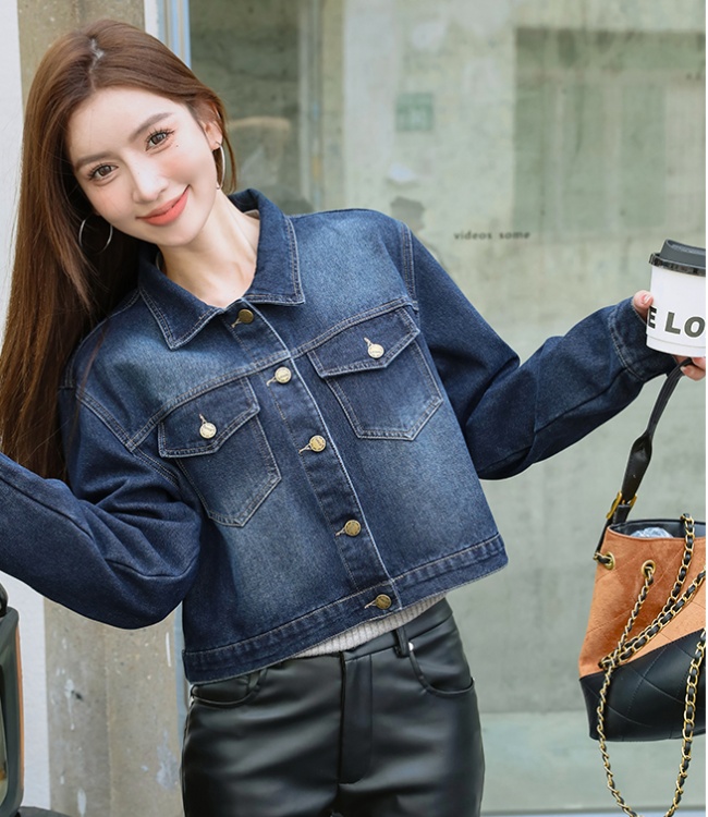 Thick plus velvet Korean style simple Casual short coat