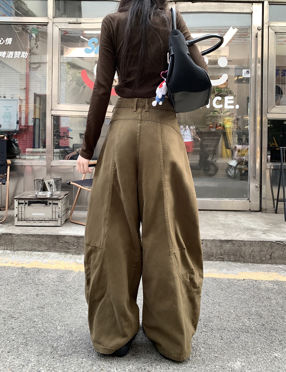 Loose slim winter long pants khaki high waist jeans