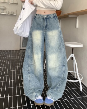 Straight wide leg pants light color washed jeans