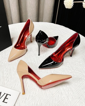 Nude color pointed low temperament stilettos for women