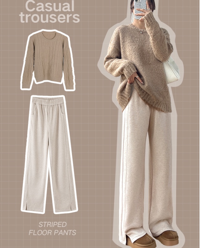 Wool Casual loose drape wide leg pants for women