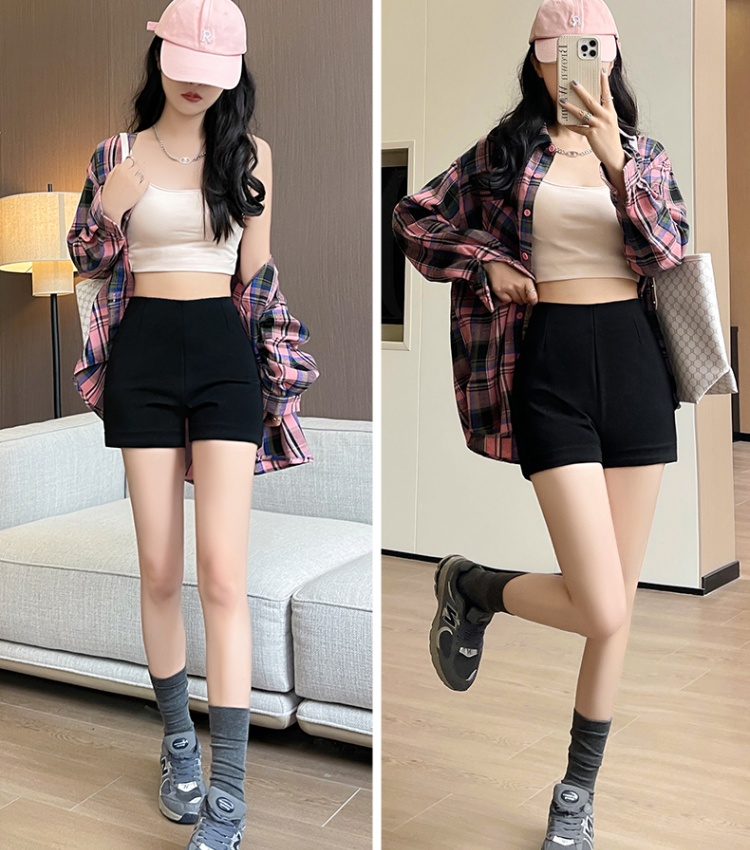 High waist elasticity autumn spicegirl slim shorts for women